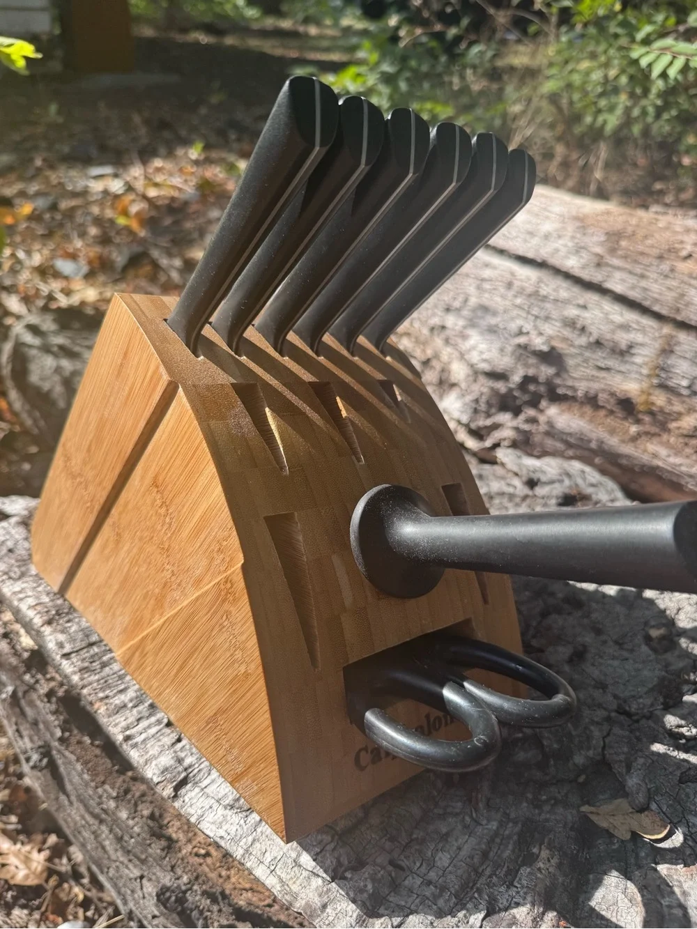 Calphalon Knife Block with 6 Katana Steak Knives, Scissors & Sharpener